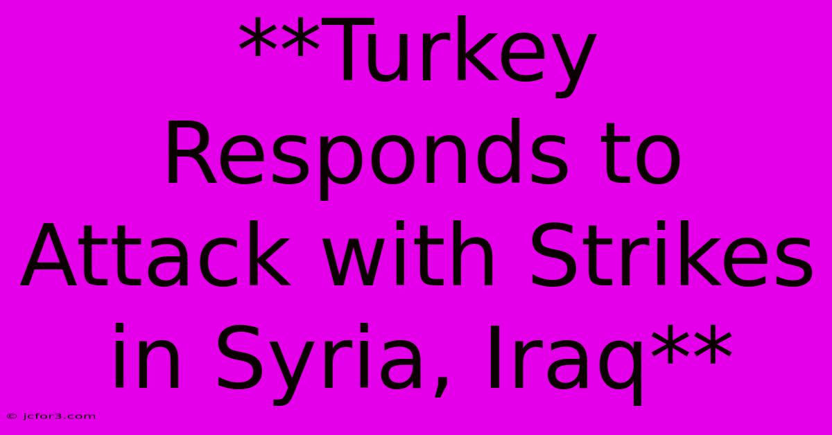 **Turkey Responds To Attack With Strikes In Syria, Iraq**