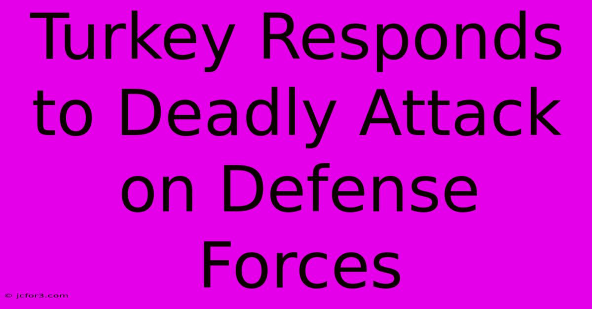 Turkey Responds To Deadly Attack On Defense Forces