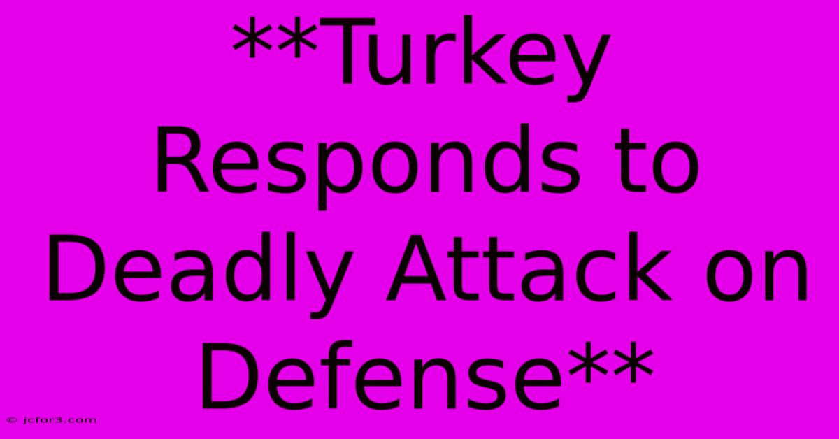 **Turkey Responds To Deadly Attack On Defense**