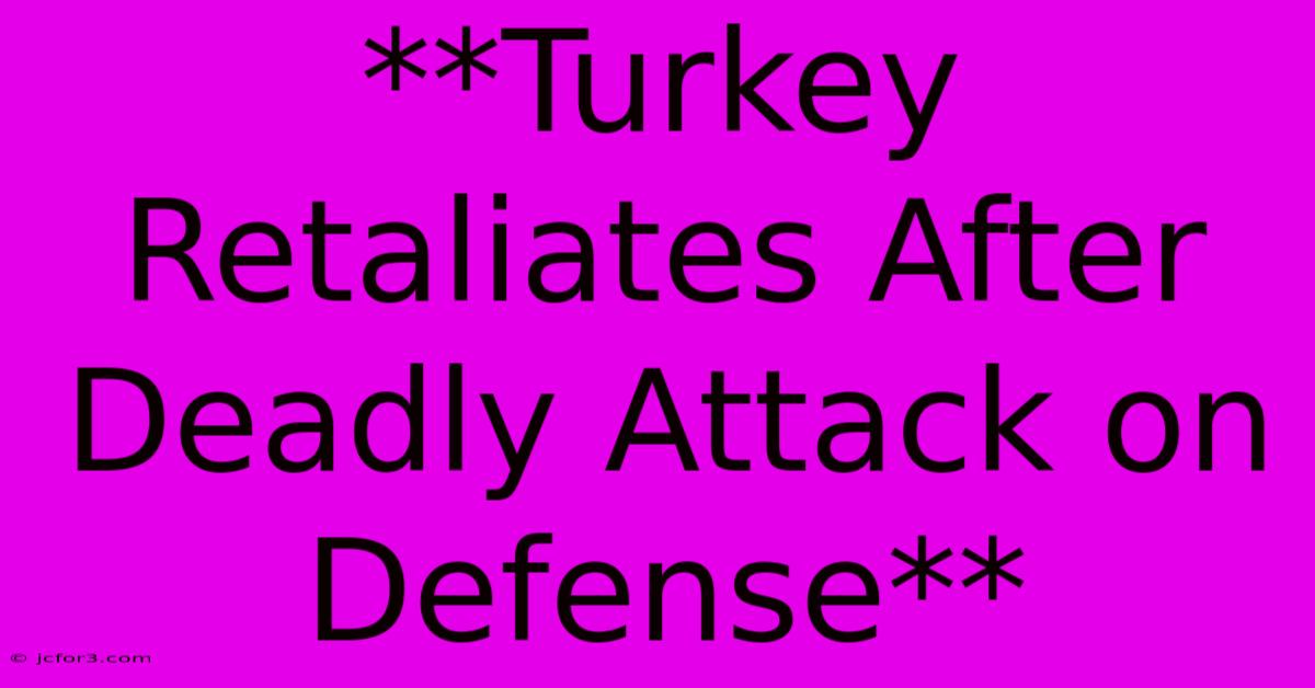 **Turkey Retaliates After Deadly Attack On Defense** 