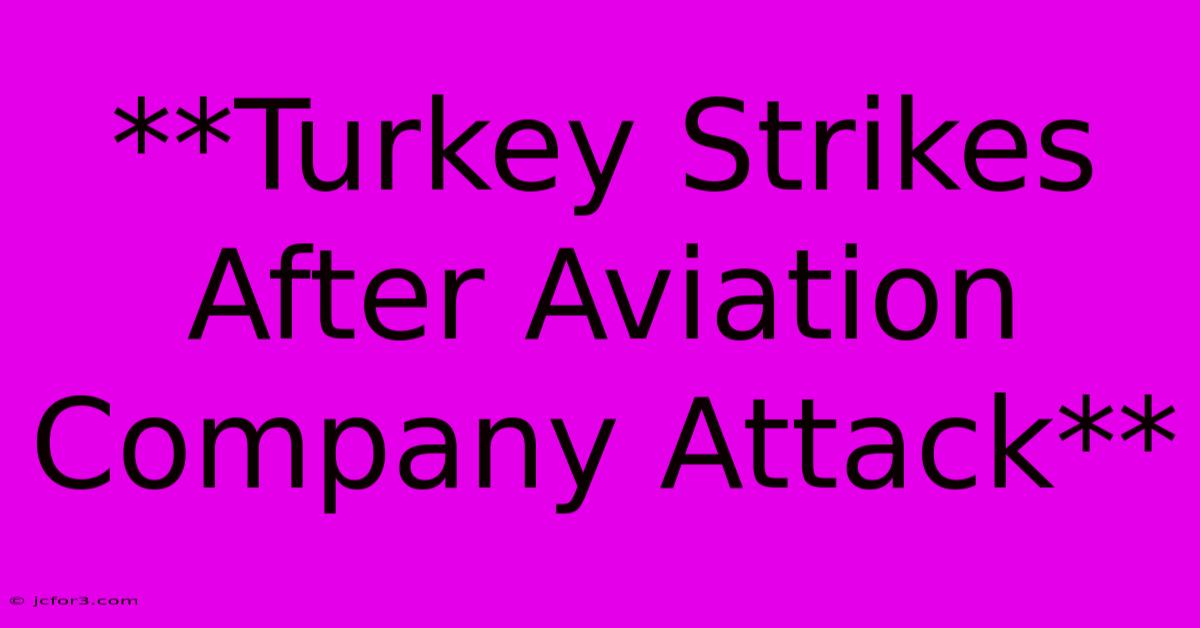 **Turkey Strikes After Aviation Company Attack**