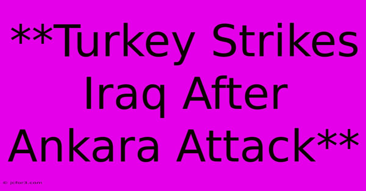 **Turkey Strikes Iraq After Ankara Attack**