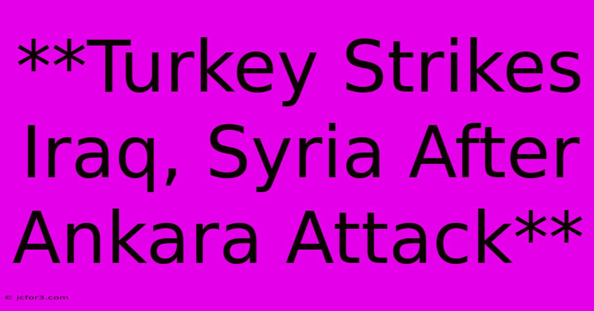 **Turkey Strikes Iraq, Syria After Ankara Attack**