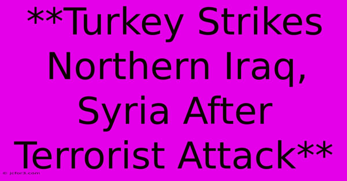 **Turkey Strikes Northern Iraq, Syria After Terrorist Attack**