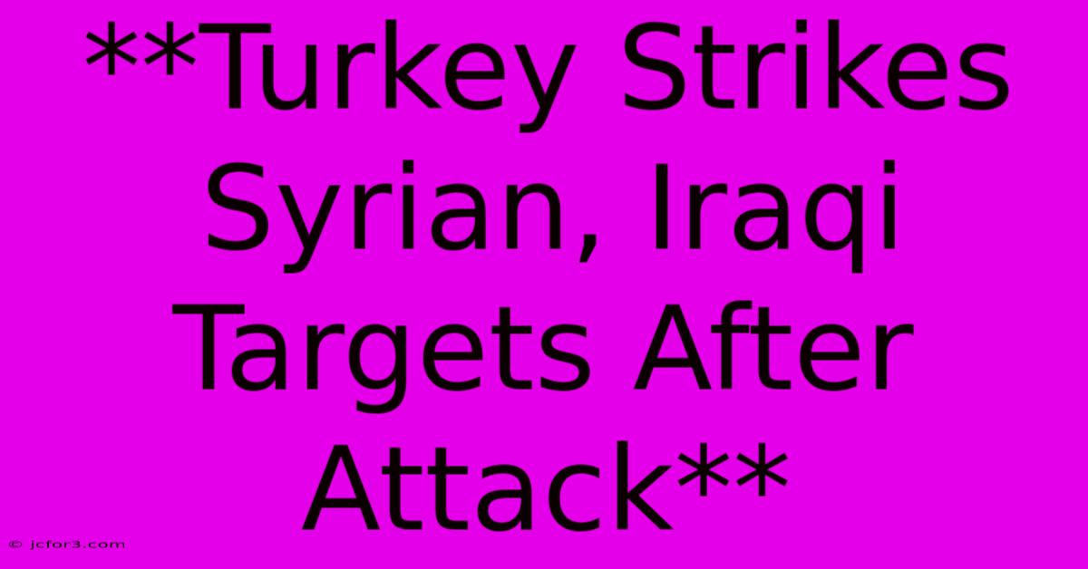 **Turkey Strikes Syrian, Iraqi Targets After Attack**