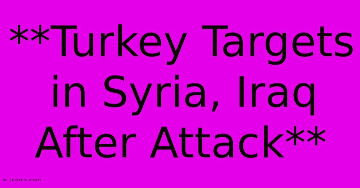 **Turkey Targets In Syria, Iraq After Attack** 