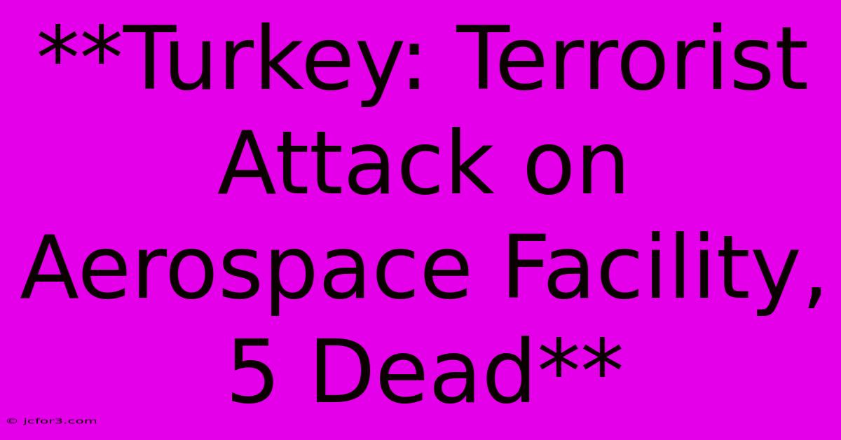 **Turkey: Terrorist Attack On Aerospace Facility, 5 Dead** 