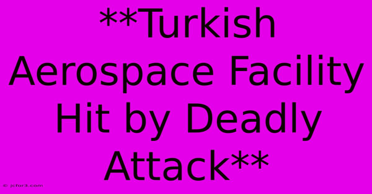 **Turkish Aerospace Facility Hit By Deadly Attack**