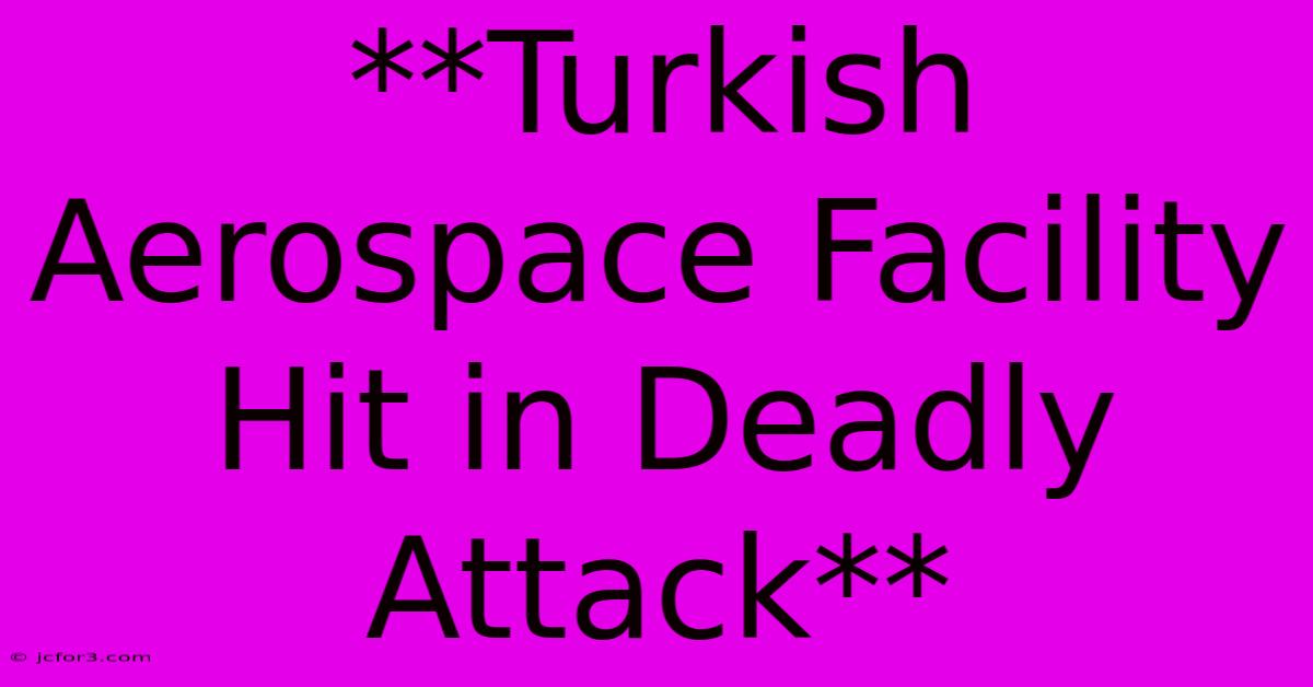 **Turkish Aerospace Facility Hit In Deadly Attack**