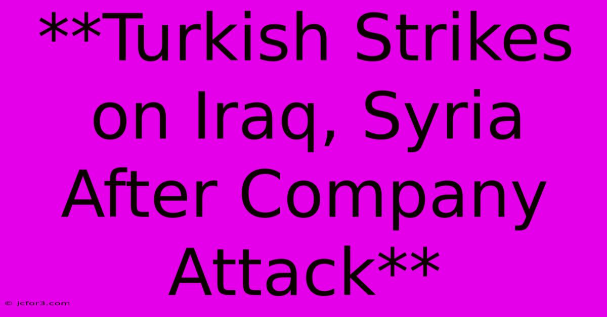 **Turkish Strikes On Iraq, Syria After Company Attack** 