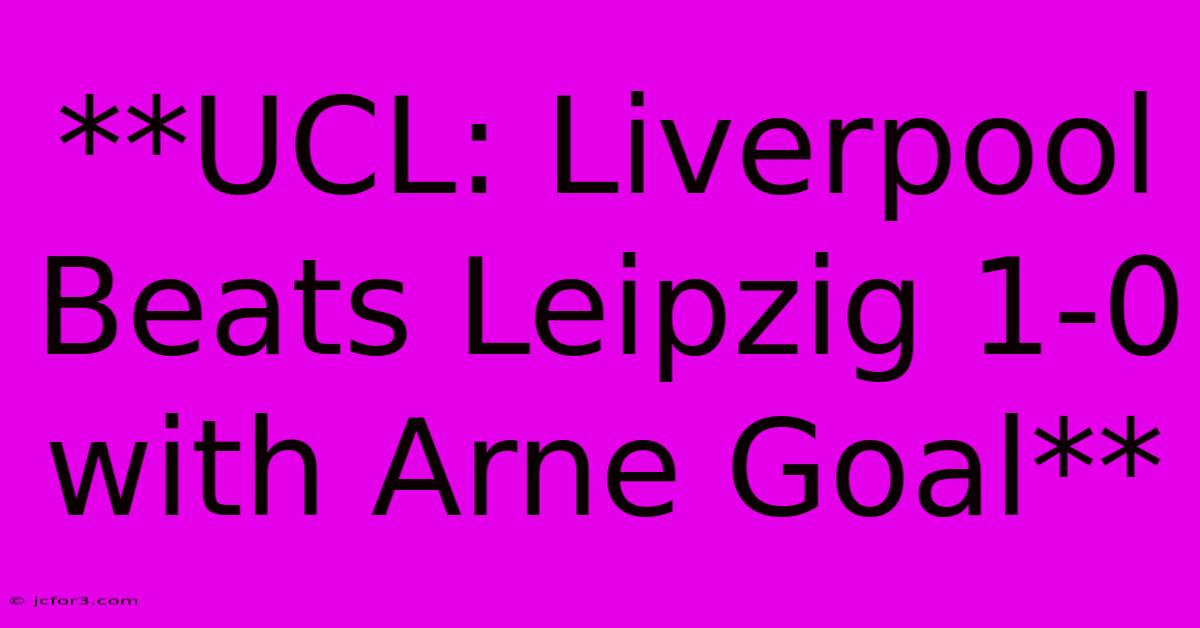 **UCL: Liverpool Beats Leipzig 1-0 With Arne Goal**