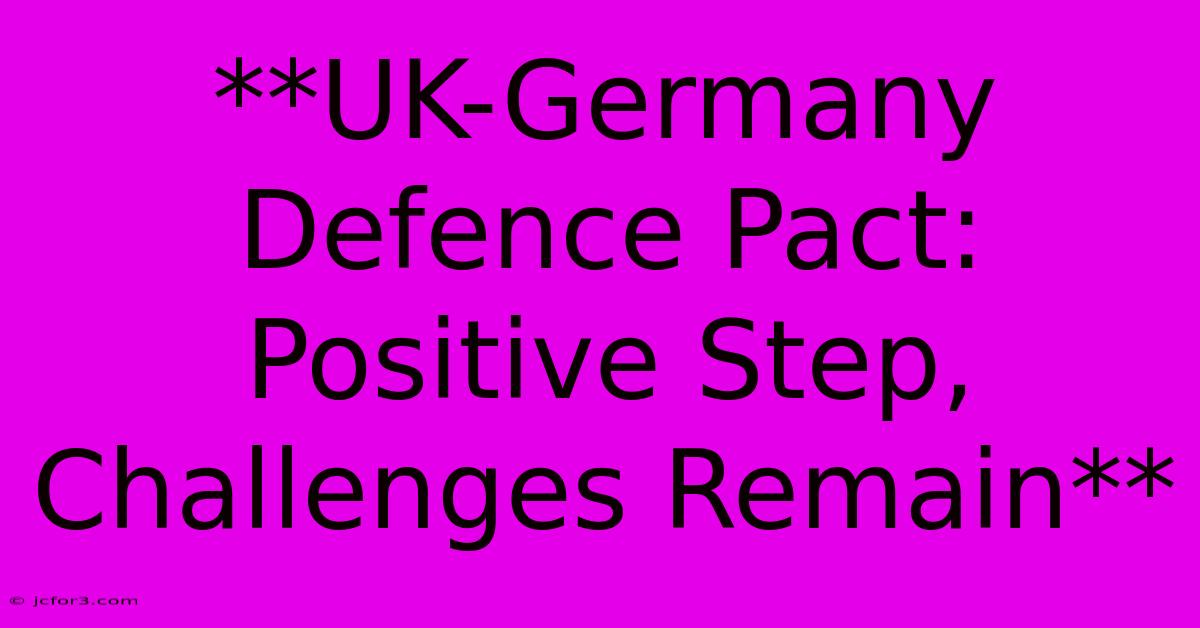 **UK-Germany Defence Pact: Positive Step, Challenges Remain**