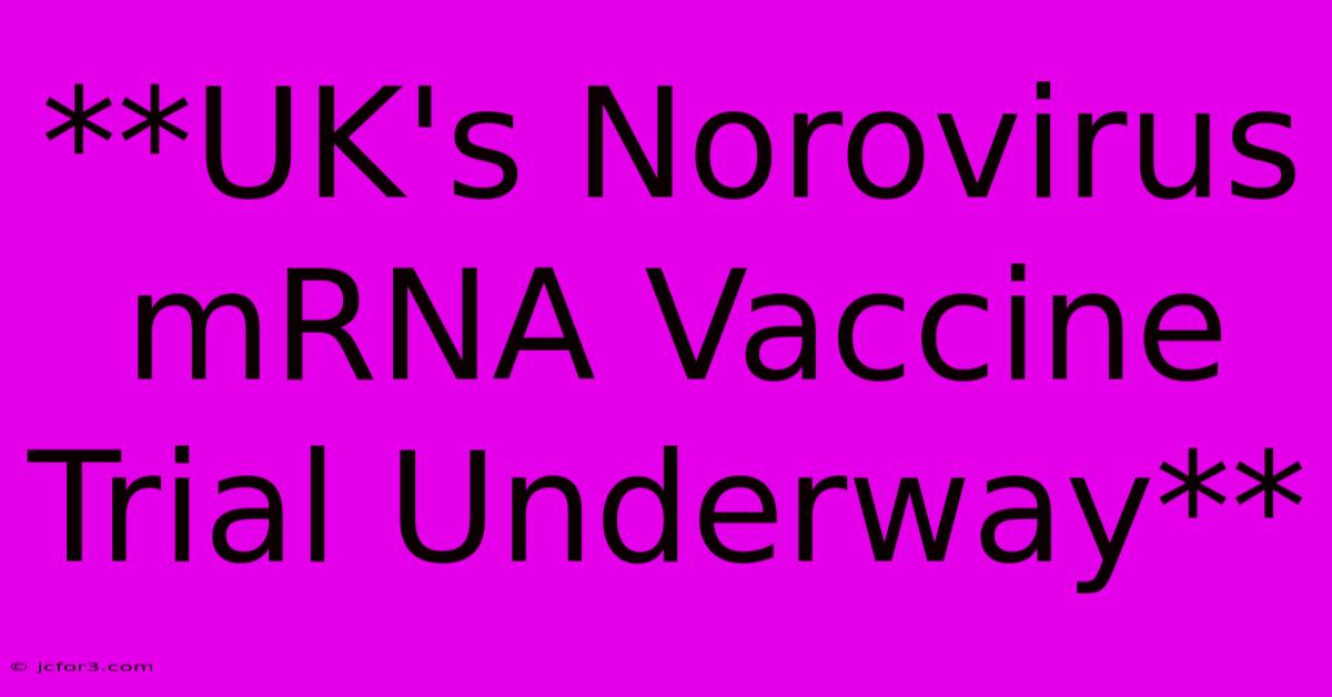 **UK's Norovirus MRNA Vaccine Trial Underway** 