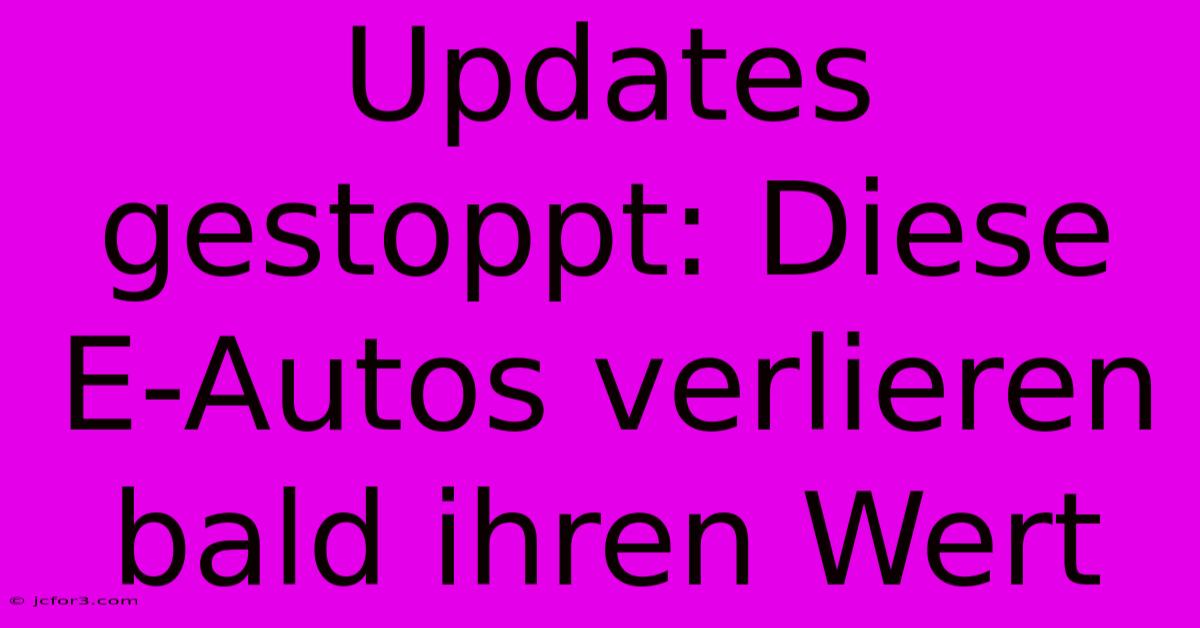 Updates Gestoppt: Diese E-Autos Verlieren Bald Ihren Wert 