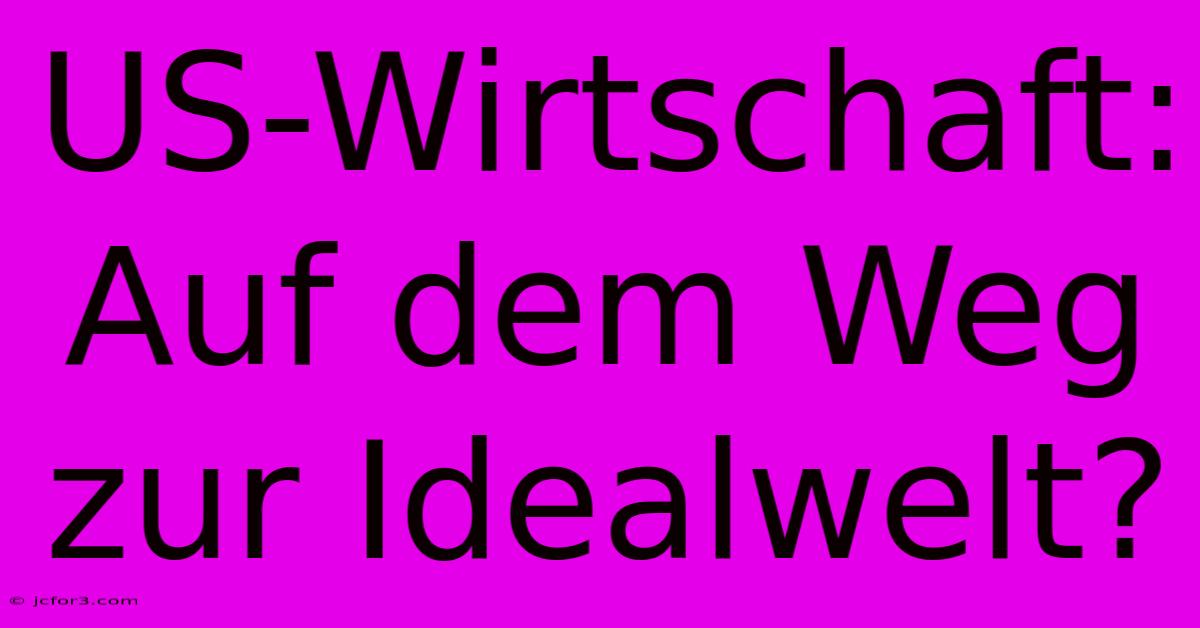 US-Wirtschaft: Auf Dem Weg Zur Idealwelt?