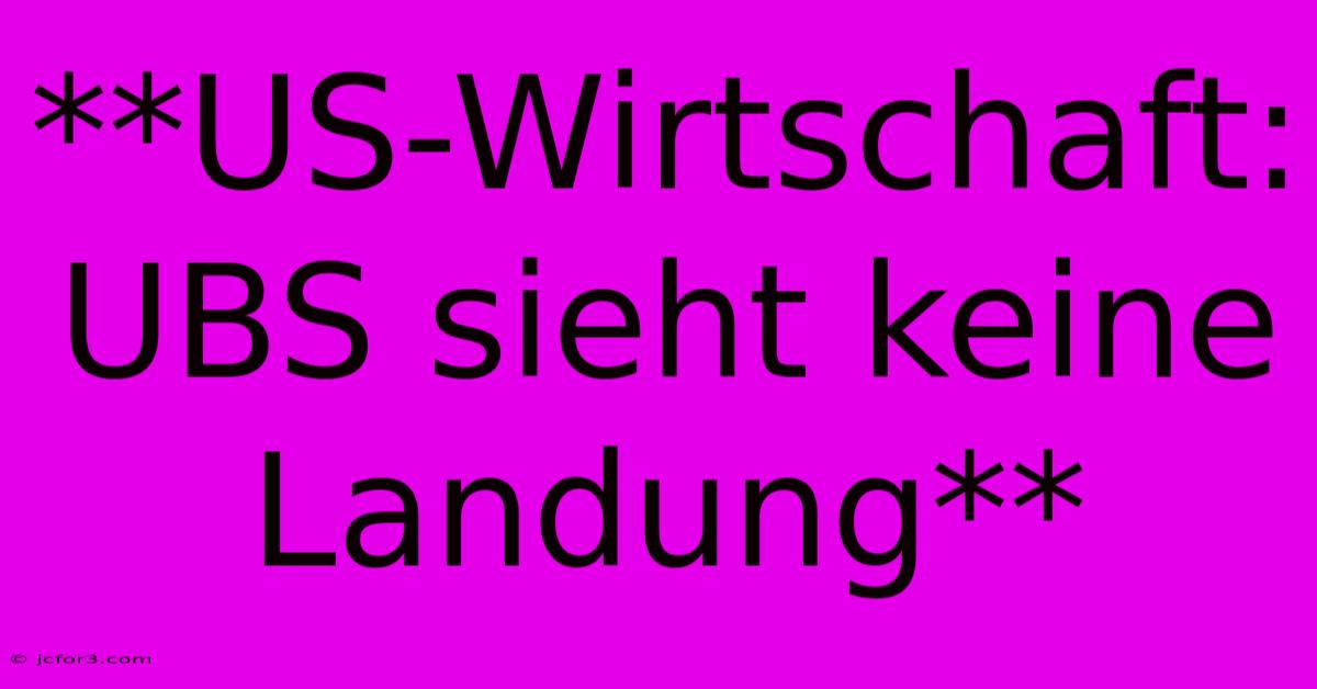 **US-Wirtschaft: UBS Sieht Keine Landung**