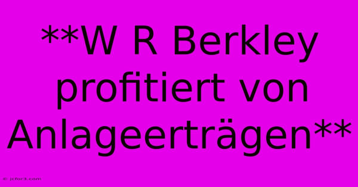 **W R Berkley Profitiert Von Anlageerträgen**