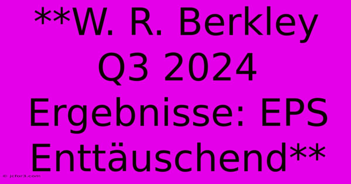 **W. R. Berkley Q3 2024 Ergebnisse: EPS Enttäuschend**