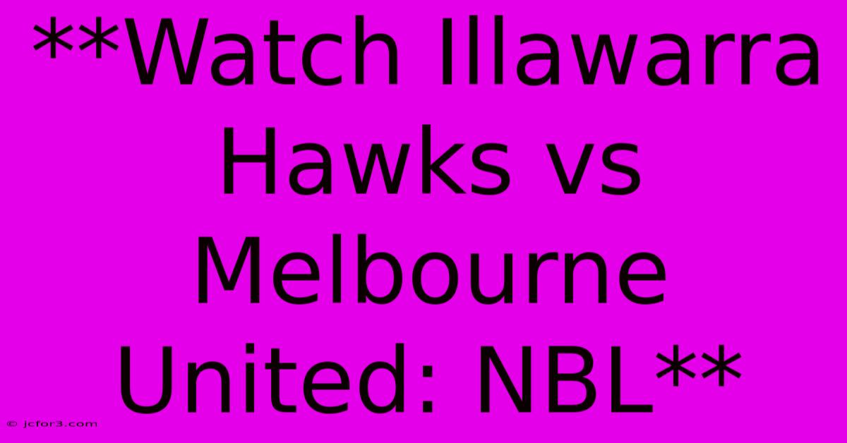 **Watch Illawarra Hawks Vs Melbourne United: NBL** 