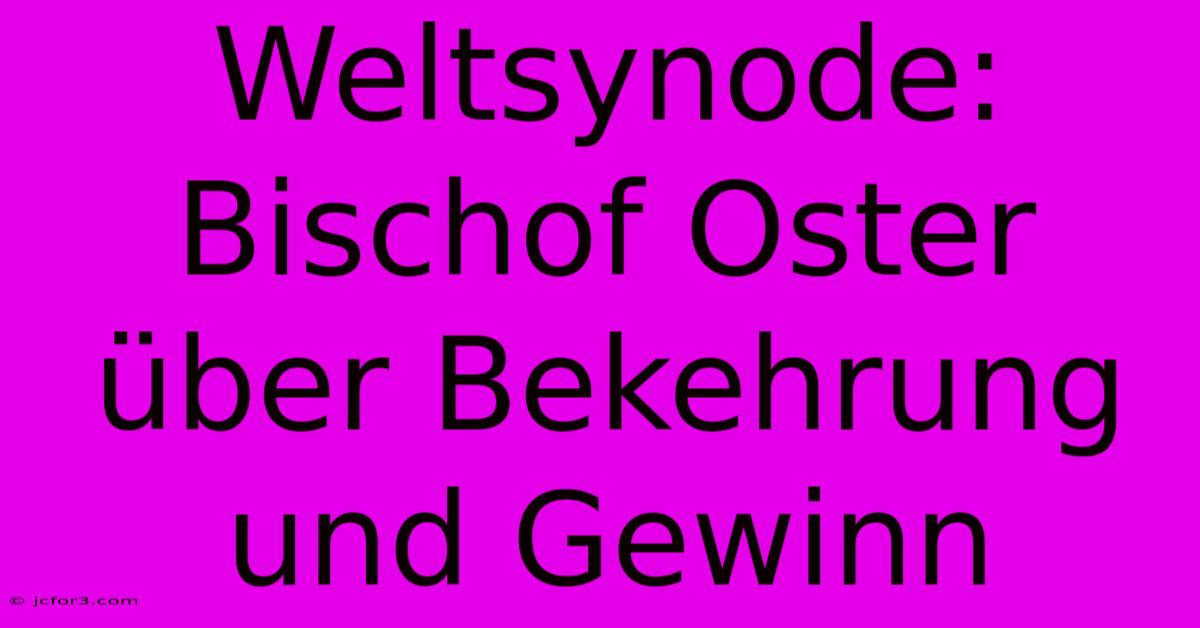 Weltsynode: Bischof Oster Über Bekehrung Und Gewinn