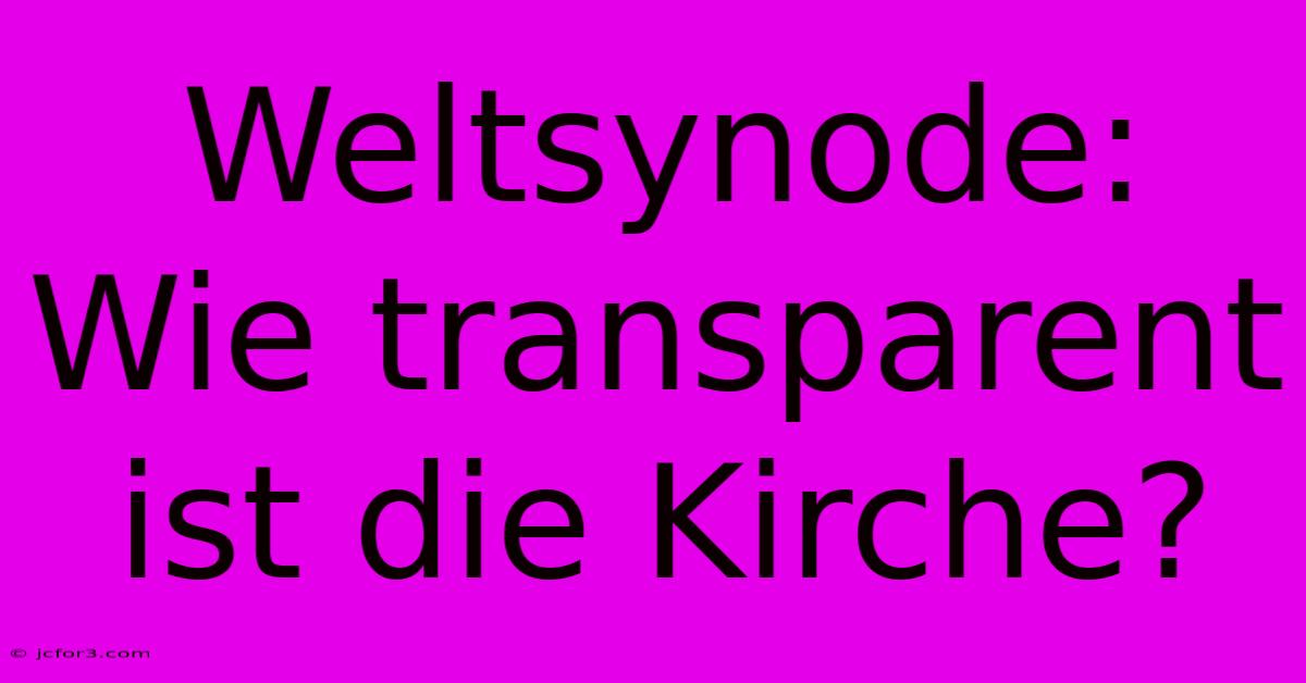 Weltsynode: Wie Transparent Ist Die Kirche?