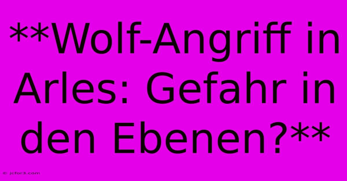 **Wolf-Angriff In Arles: Gefahr In Den Ebenen?**