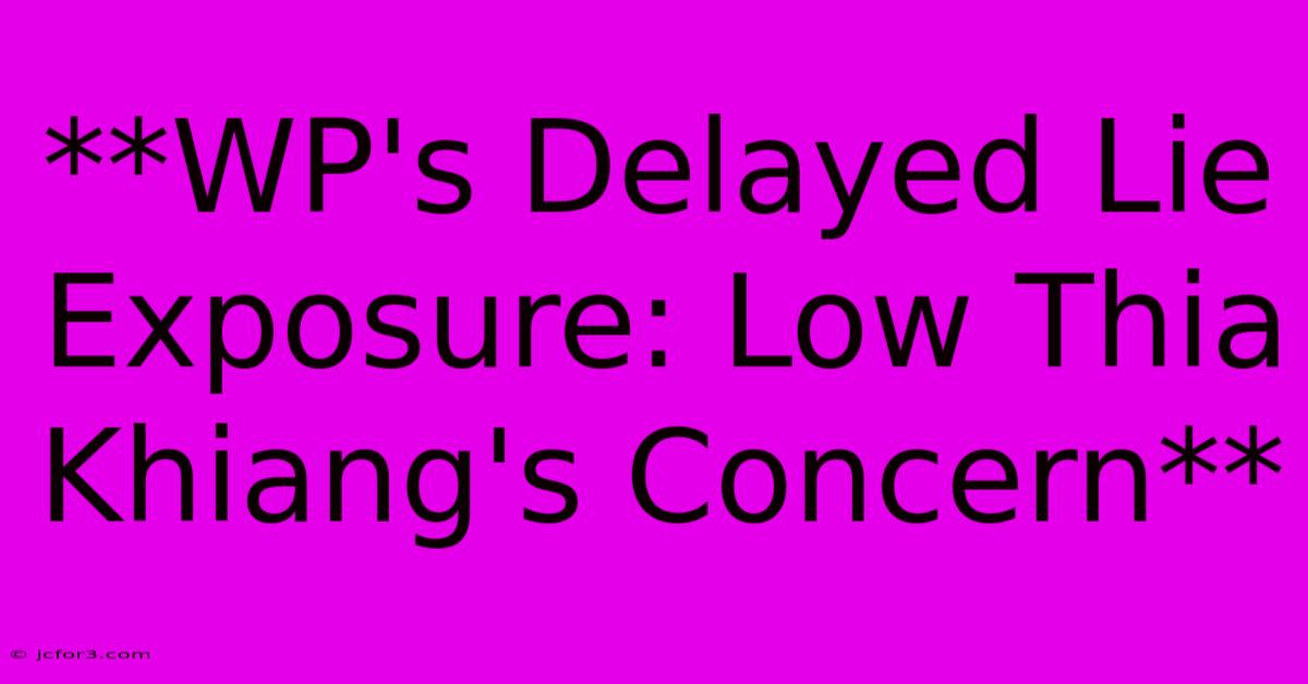 **WP's Delayed Lie Exposure: Low Thia Khiang's Concern** 