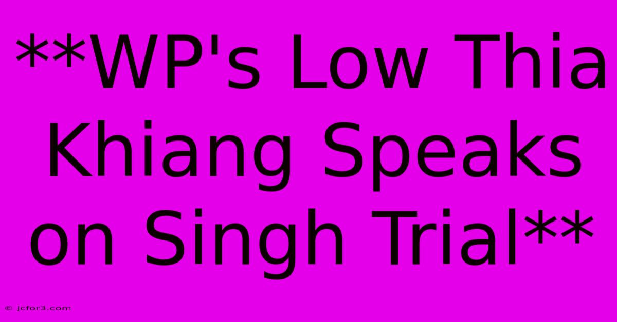 **WP's Low Thia Khiang Speaks On Singh Trial**