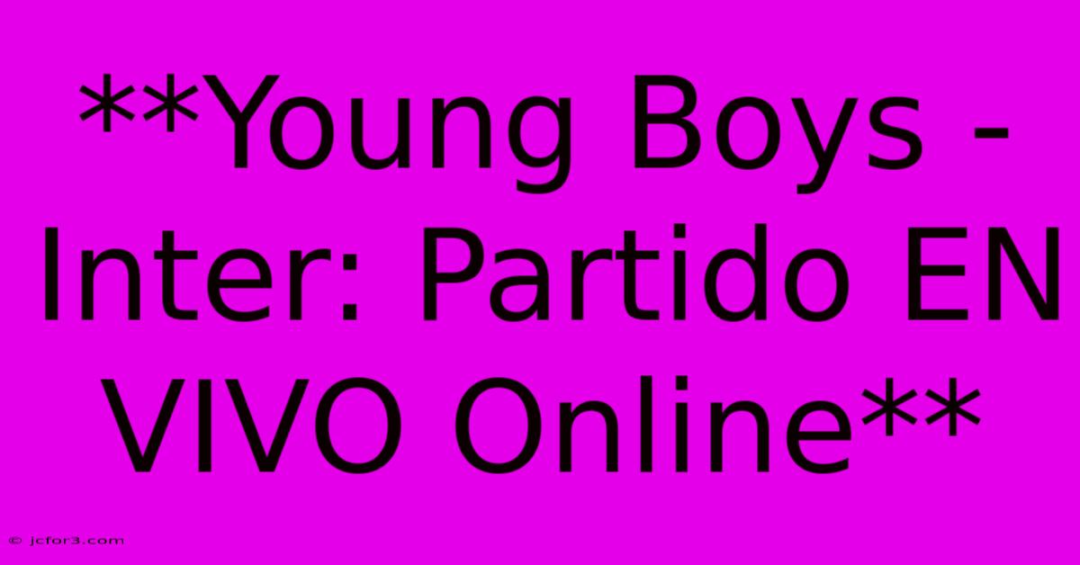 **Young Boys - Inter: Partido EN VIVO Online**