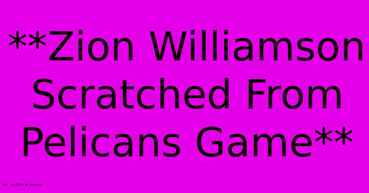 **Zion Williamson Scratched From Pelicans Game**